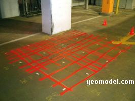 Location of rebar in concrete located by GeoModel, Inc. using ground penetrating radar